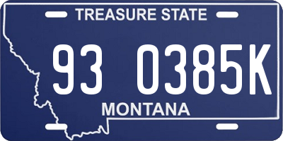 MT license plate 930385K