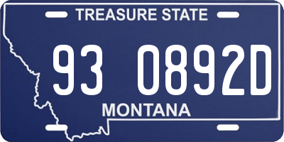 MT license plate 930892D