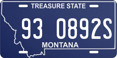 MT license plate 930892S