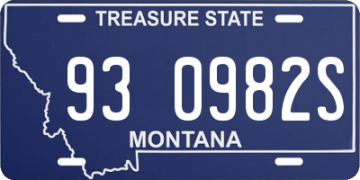 MT license plate 930982S