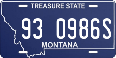 MT license plate 930986S