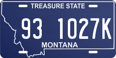 MT license plate 931027K