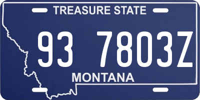 MT license plate 937803Z