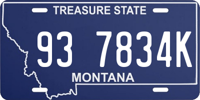 MT license plate 937834K
