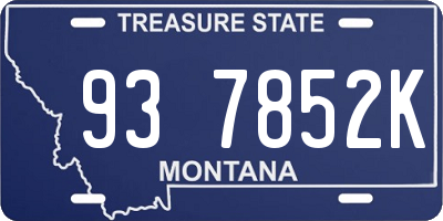 MT license plate 937852K