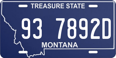 MT license plate 937892D