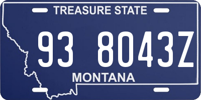 MT license plate 938043Z