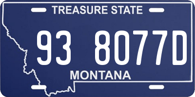 MT license plate 938077D