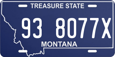 MT license plate 938077X
