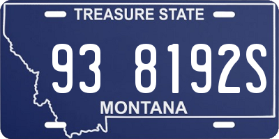 MT license plate 938192S