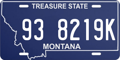 MT license plate 938219K