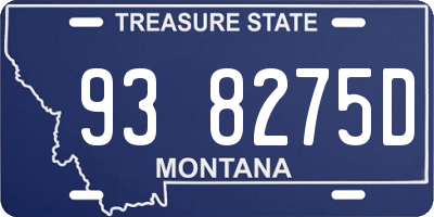 MT license plate 938275D