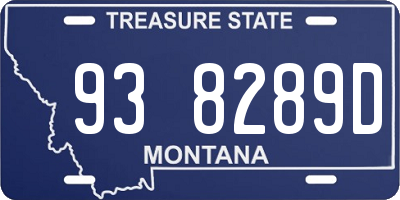 MT license plate 938289D