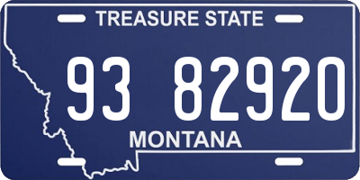 MT license plate 938292O