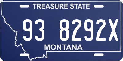 MT license plate 938292X
