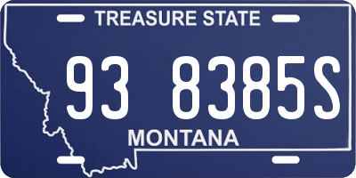 MT license plate 938385S