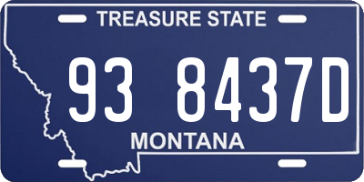 MT license plate 938437D
