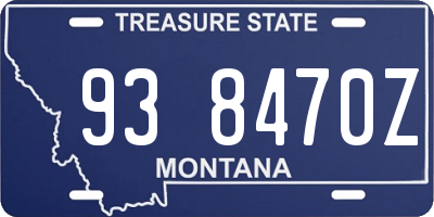 MT license plate 938470Z