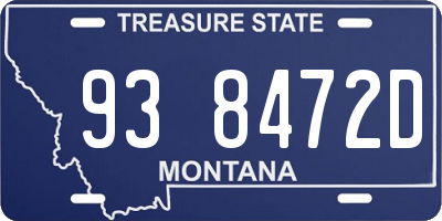 MT license plate 938472D