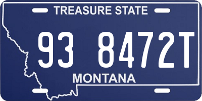 MT license plate 938472T