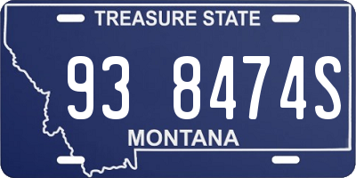MT license plate 938474S