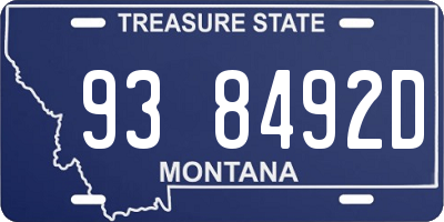 MT license plate 938492D