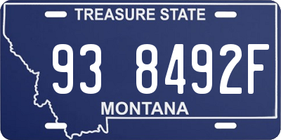 MT license plate 938492F
