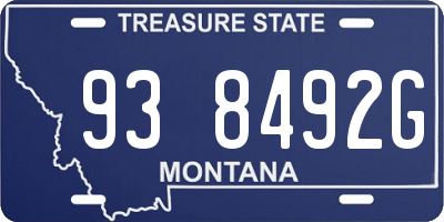 MT license plate 938492G