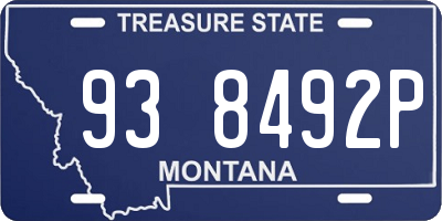 MT license plate 938492P