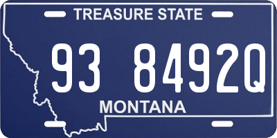 MT license plate 938492Q