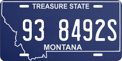 MT license plate 938492S
