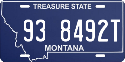 MT license plate 938492T