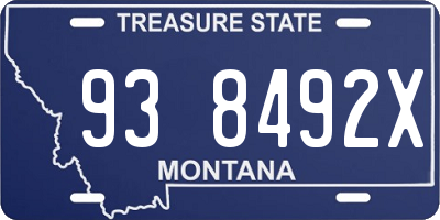 MT license plate 938492X