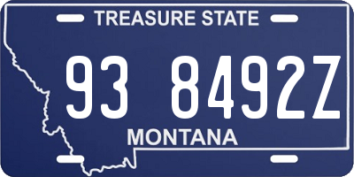 MT license plate 938492Z
