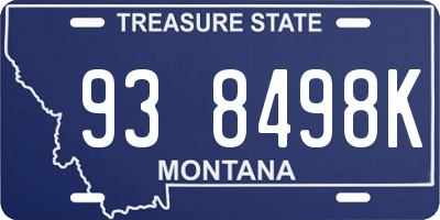 MT license plate 938498K