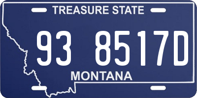 MT license plate 938517D