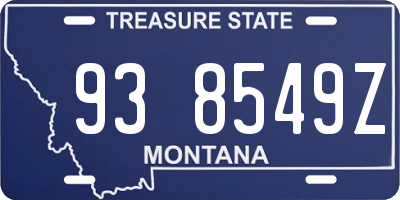 MT license plate 938549Z