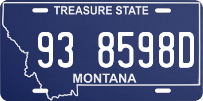 MT license plate 938598D