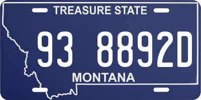 MT license plate 938892D