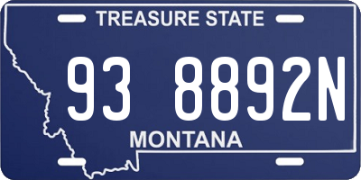 MT license plate 938892N