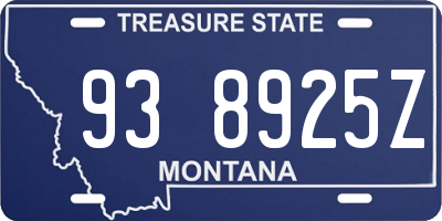 MT license plate 938925Z