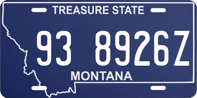 MT license plate 938926Z