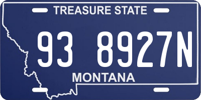 MT license plate 938927N