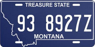 MT license plate 938927Z
