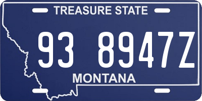 MT license plate 938947Z