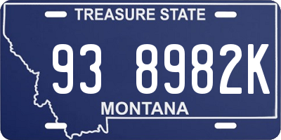 MT license plate 938982K
