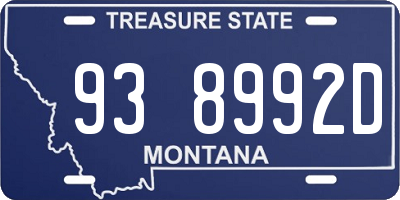 MT license plate 938992D