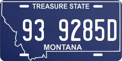 MT license plate 939285D
