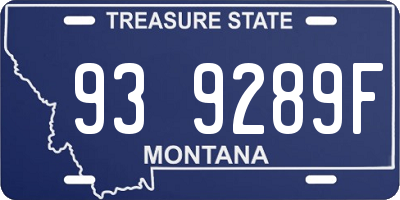 MT license plate 939289F
