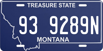 MT license plate 939289N